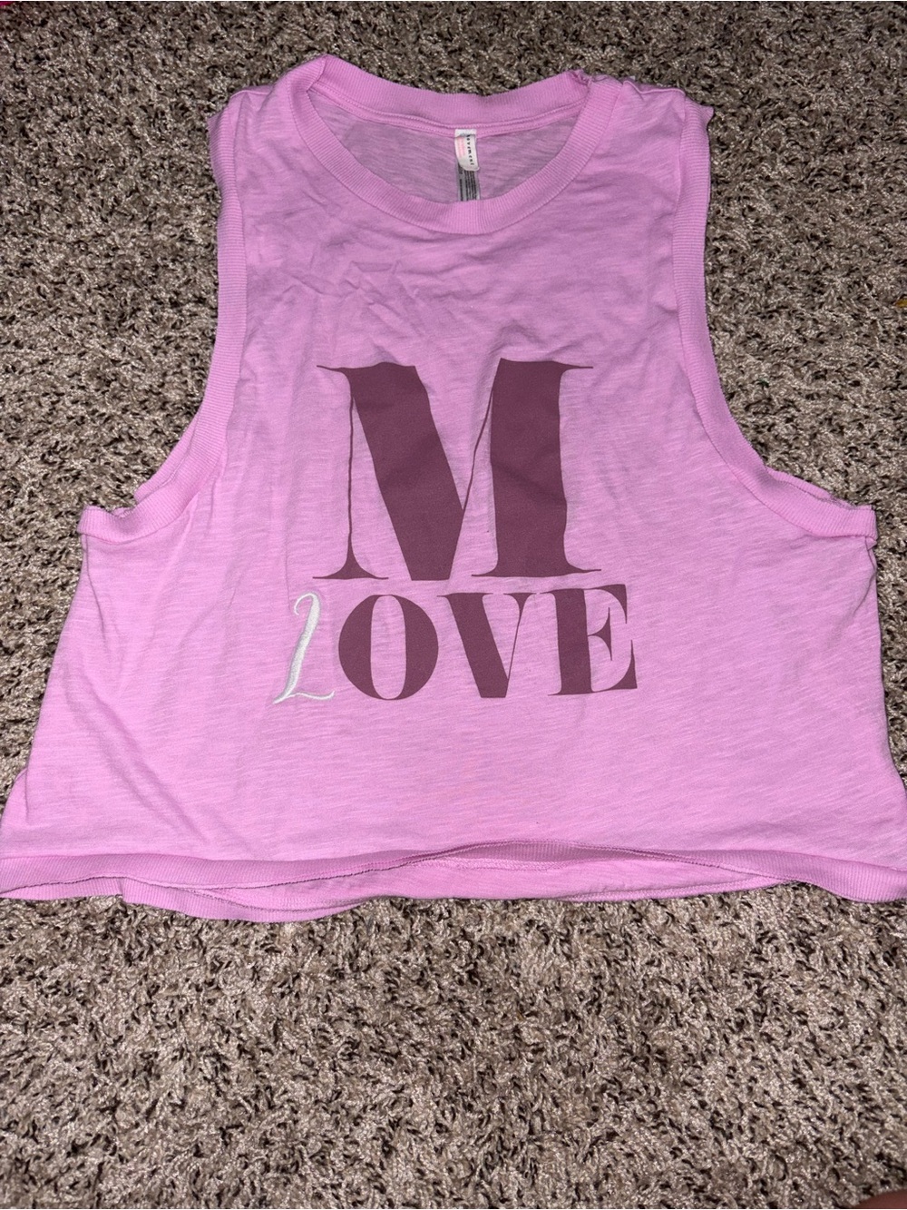 Free People Pink Graphic Crop Tank with LOVE Print